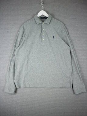 Polo Ralph Lauren Longsleeve Polo Grey Button Up Mens XL